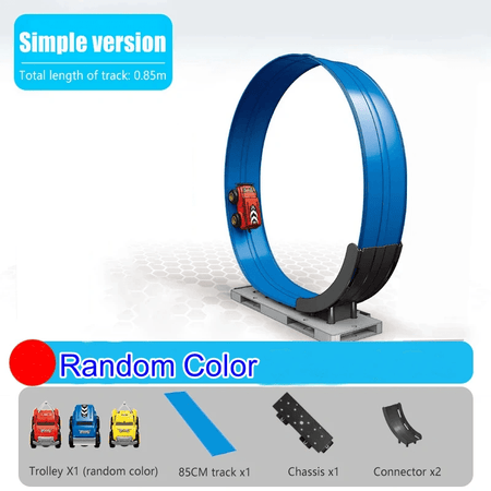 Magnetic Racing Track Car Toy Inertia Pull Back Stunt Car DIY Assembly 33.46inch Boy Girl Gift Track About 85CM