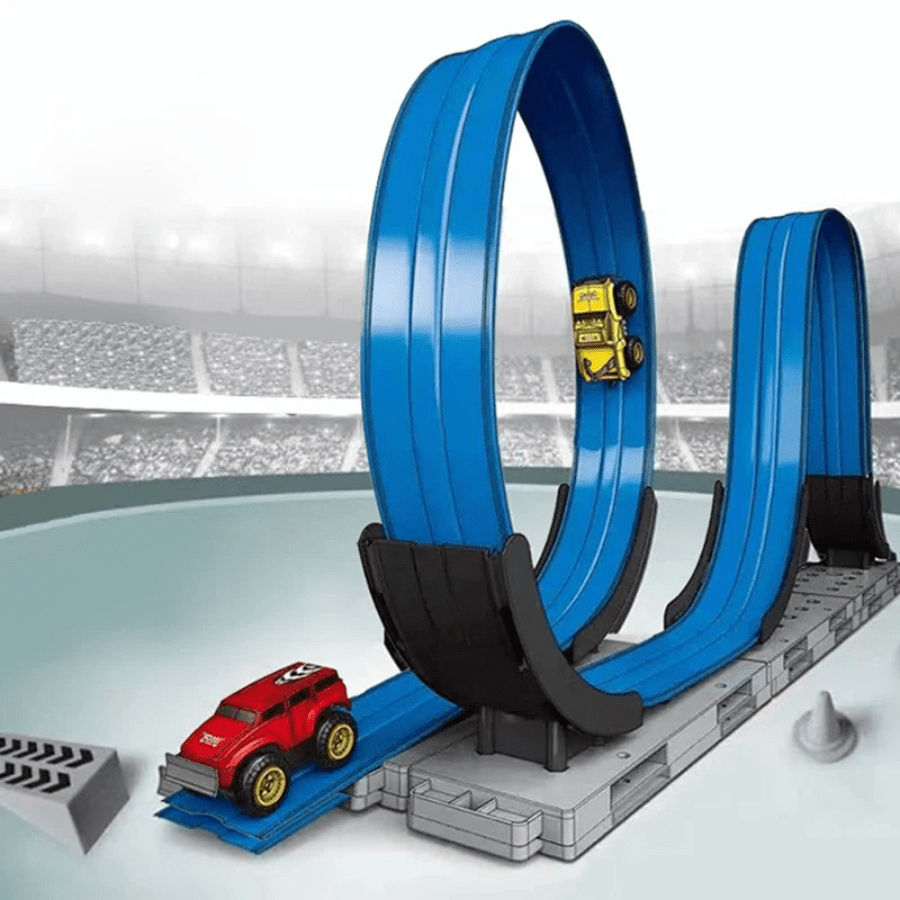 Magnetic Racing Track Car Toy Inertia Pull Back Stunt Car DIY Assembly 33.46inch Boy Girl Gift