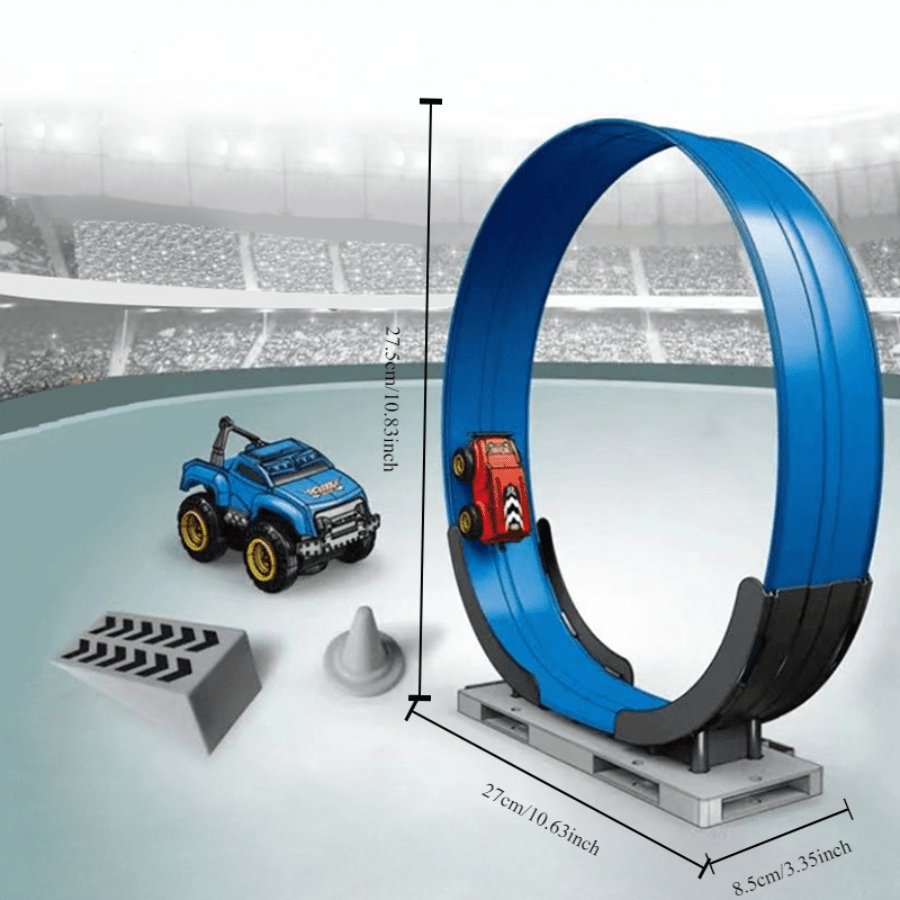 Magnetic Racing Track Car Toy Inertia Pull Back Stunt Car DIY Assembly 33.46inch Boy Girl Gift