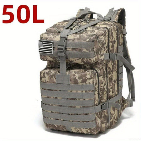 1000D Nylon Waterproof Rucksack for Outdoor Adventures 50L (ACU)