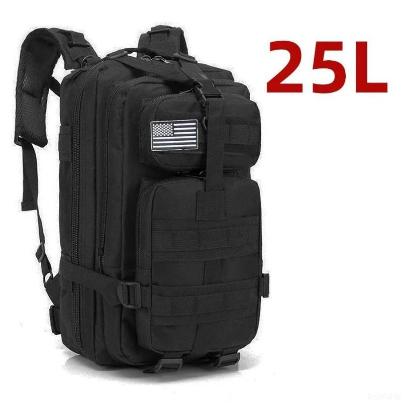 1000D Nylon Waterproof Rucksack for Outdoor Adventures 25L (Black)