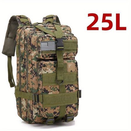 1000D Nylon Waterproof Rucksack for Outdoor Adventures 25L (Camouflage green)
