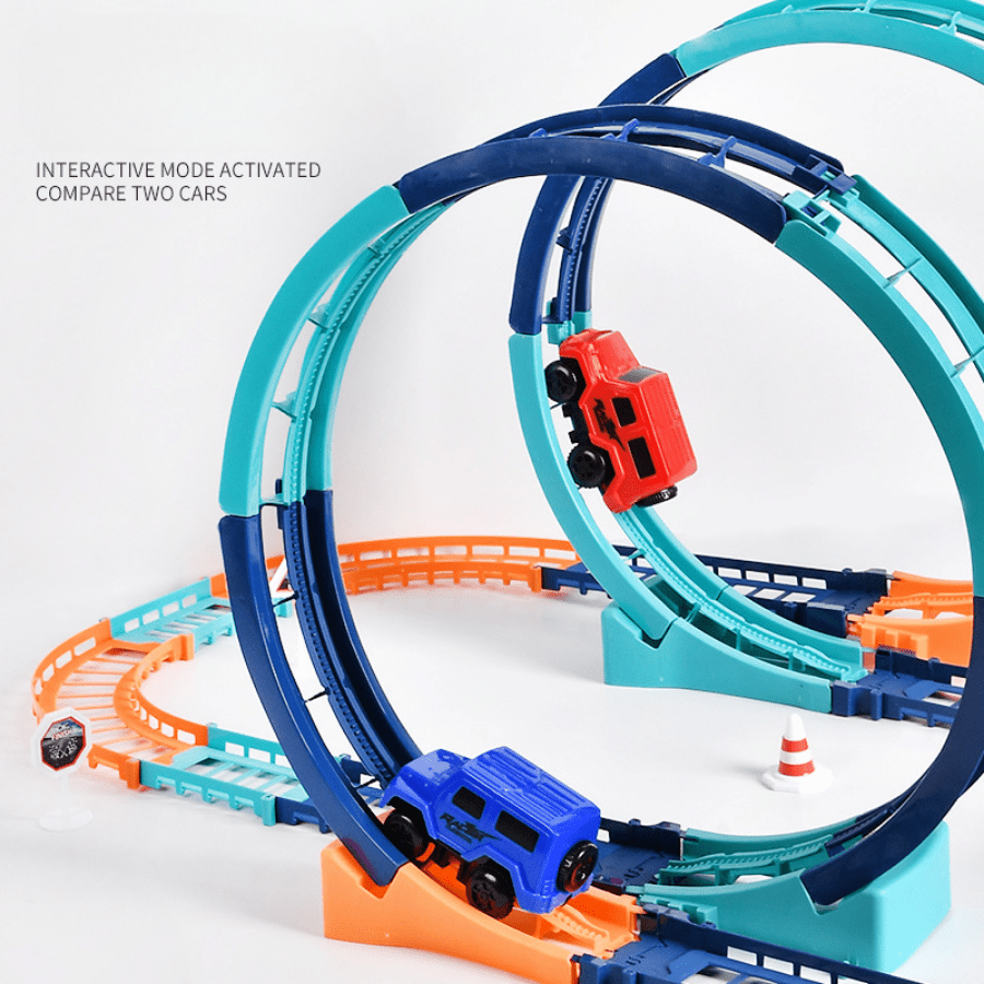 Electric Racing Track Car Set - Double Spiral Assembly with 2 Detachable Cars, Educational Toy for Kids 3-6
