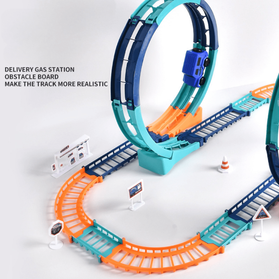 Electric Racing Track Car Set - Double Spiral Assembly with 2 Detachable Cars, Educational Toy for Kids 3-6