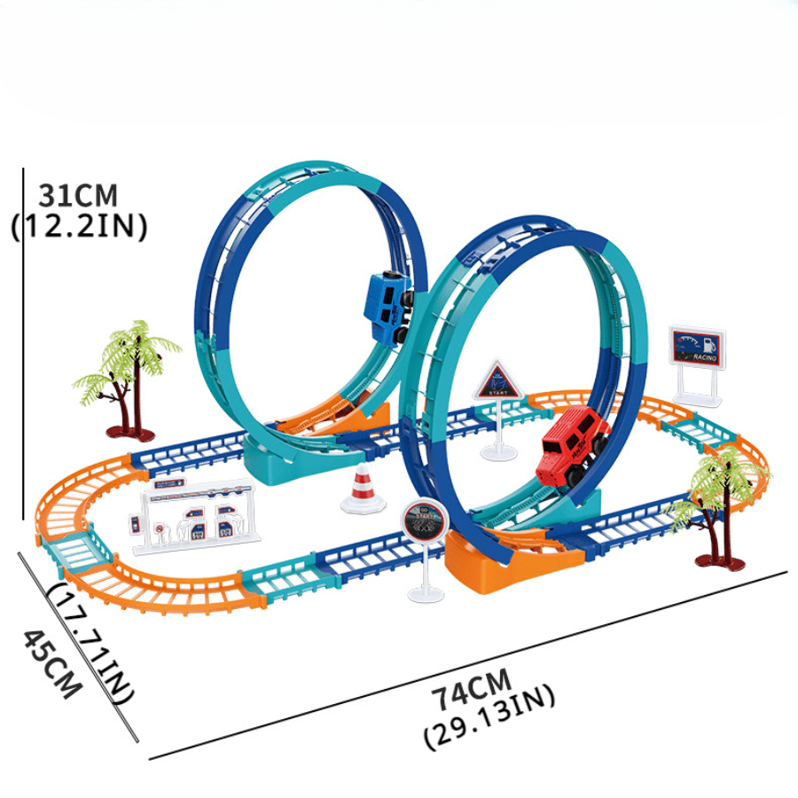 Electric Racing Track Car Set - Double Spiral Assembly with 2 Detachable Cars, Educational Toy for Kids 3-6