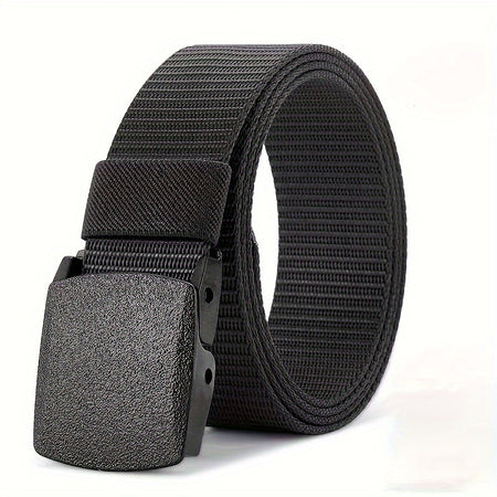 Tactical Nylon Belt with Automatic Buckle - Heavy Duty Military-Style Black / 1pc