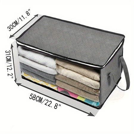 54L 3-Piece Foldable Storage Bag Set with Large Clear Window &amp; Sturdy Handles - Space-Saving Organisation for Closet, Dorm, Bedding, Clothes, Toys - Gray