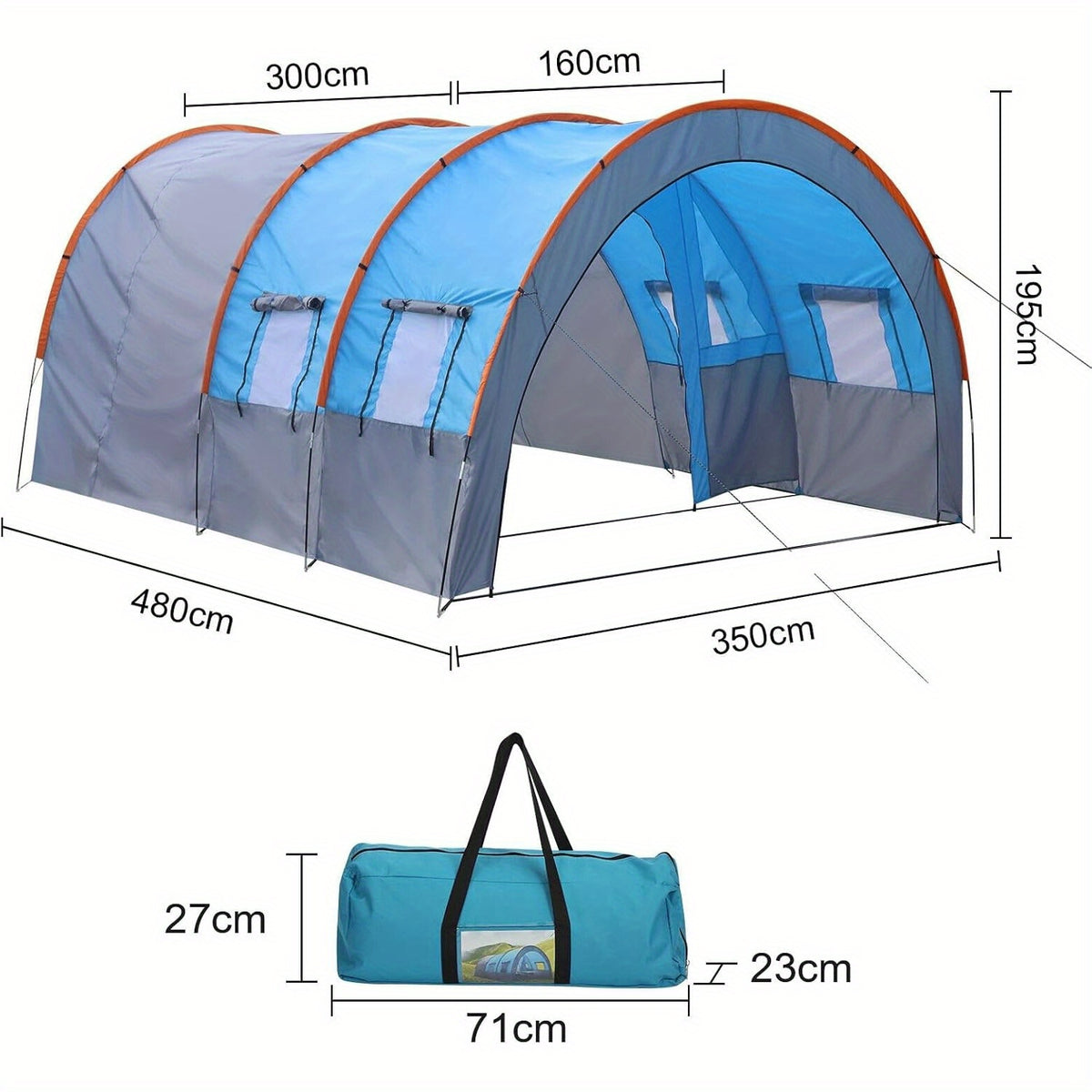XXL Large Tunnel Tent &ndash; Spacious Design for 4-6 People