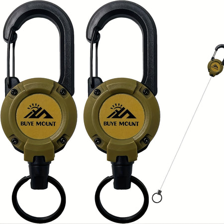 2pcs Heavy-Duty Tactical Retractable Keychains with Steel Wire Rope