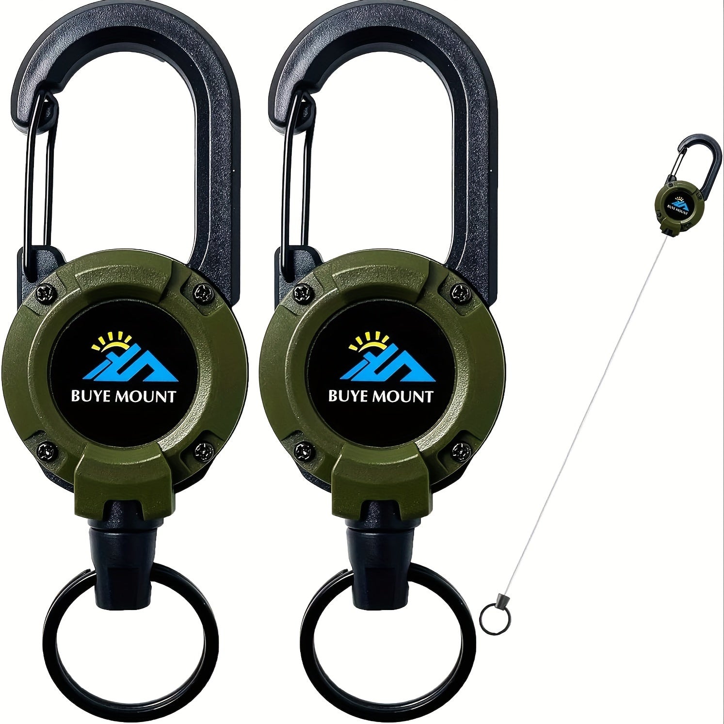 2pcs Heavy-Duty Tactical Retractable Keychains with Steel Wire Rope