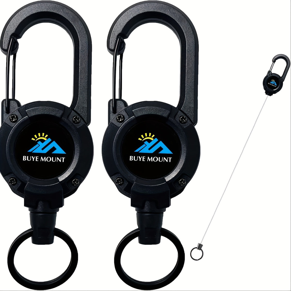 2pcs Heavy-Duty Tactical Retractable Keychains with Steel Wire Rope