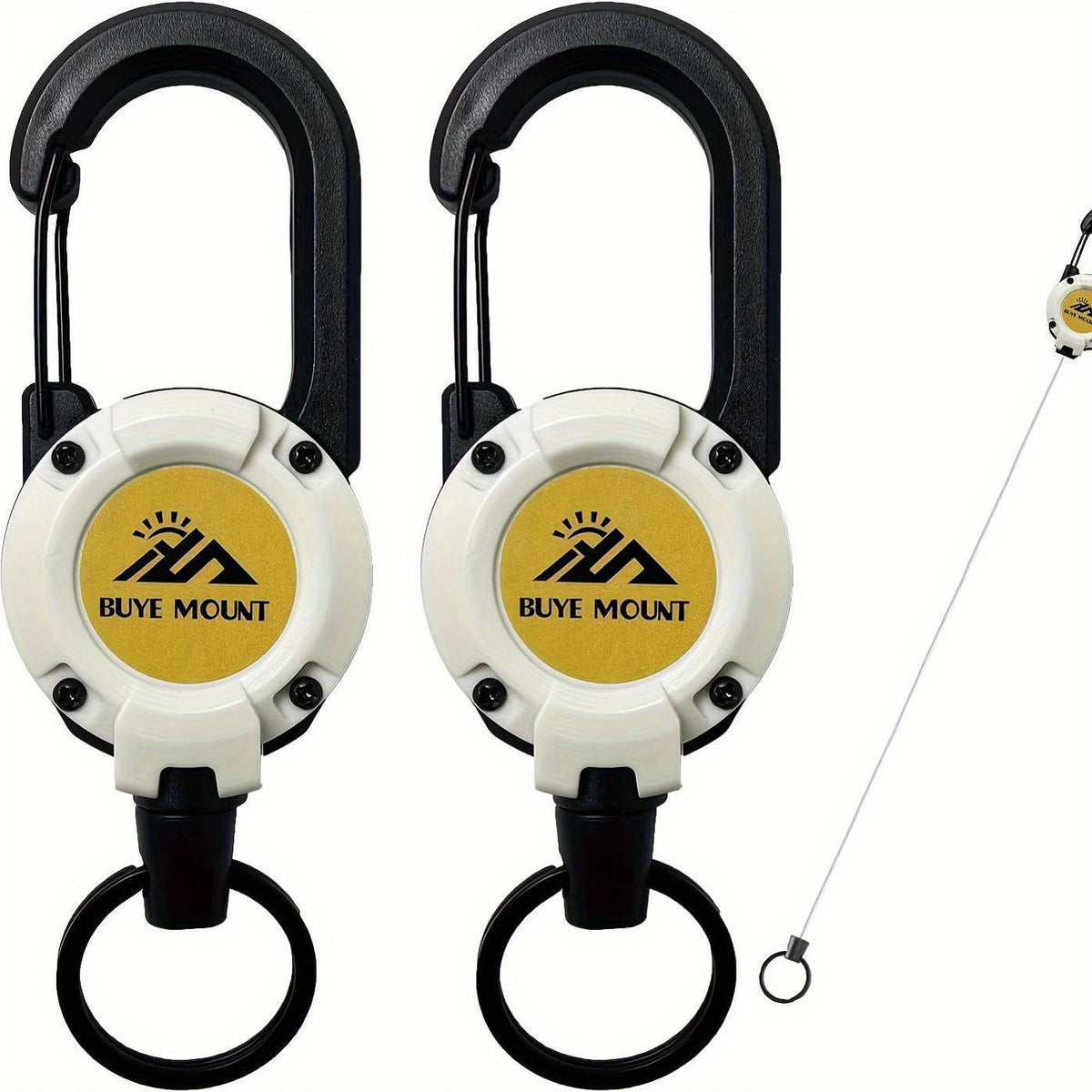 2pcs Heavy-Duty Tactical Retractable Keychains with Steel Wire Rope White/2 Pack