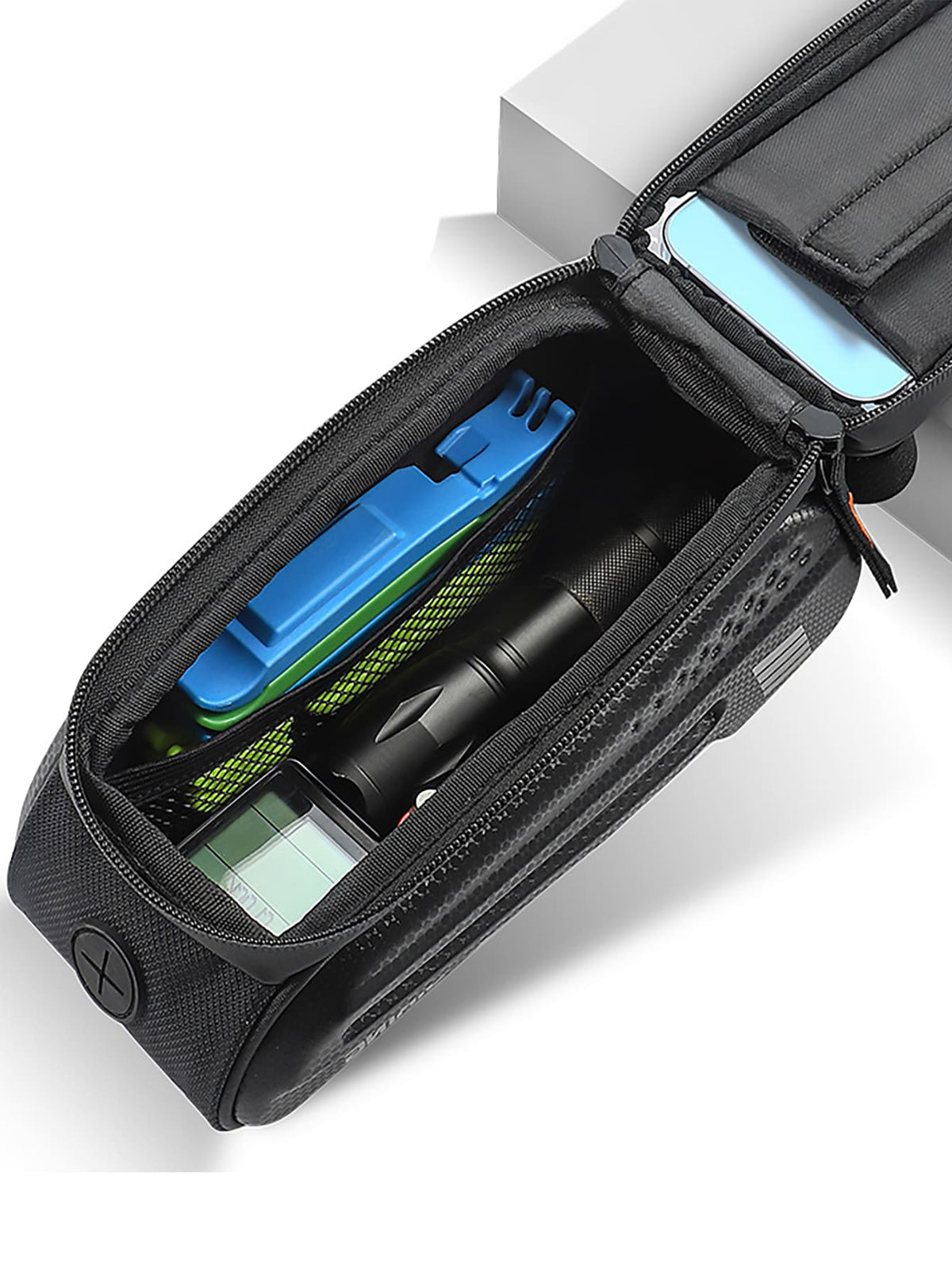 Bicycle Top Tube Hard Shell Bag with Touch Screen Holder for Cyclists