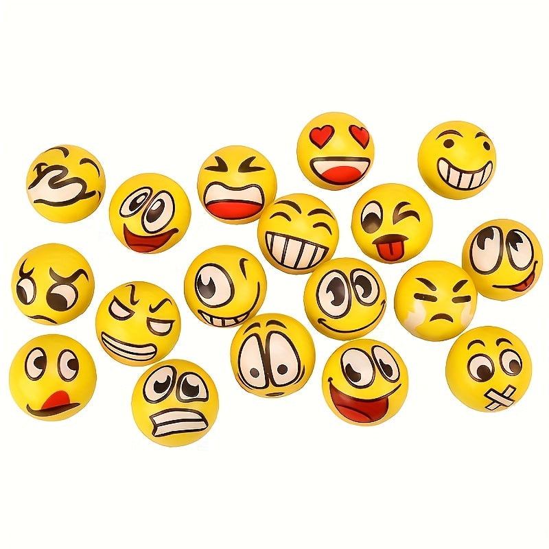 12pcs Random Style Face Stress Balls - Funny Emotions &amp; Relaxation Toys