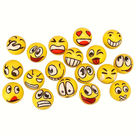 12pcs Random Style Face Stress Balls - Funny Emotions &amp; Relaxation Toys