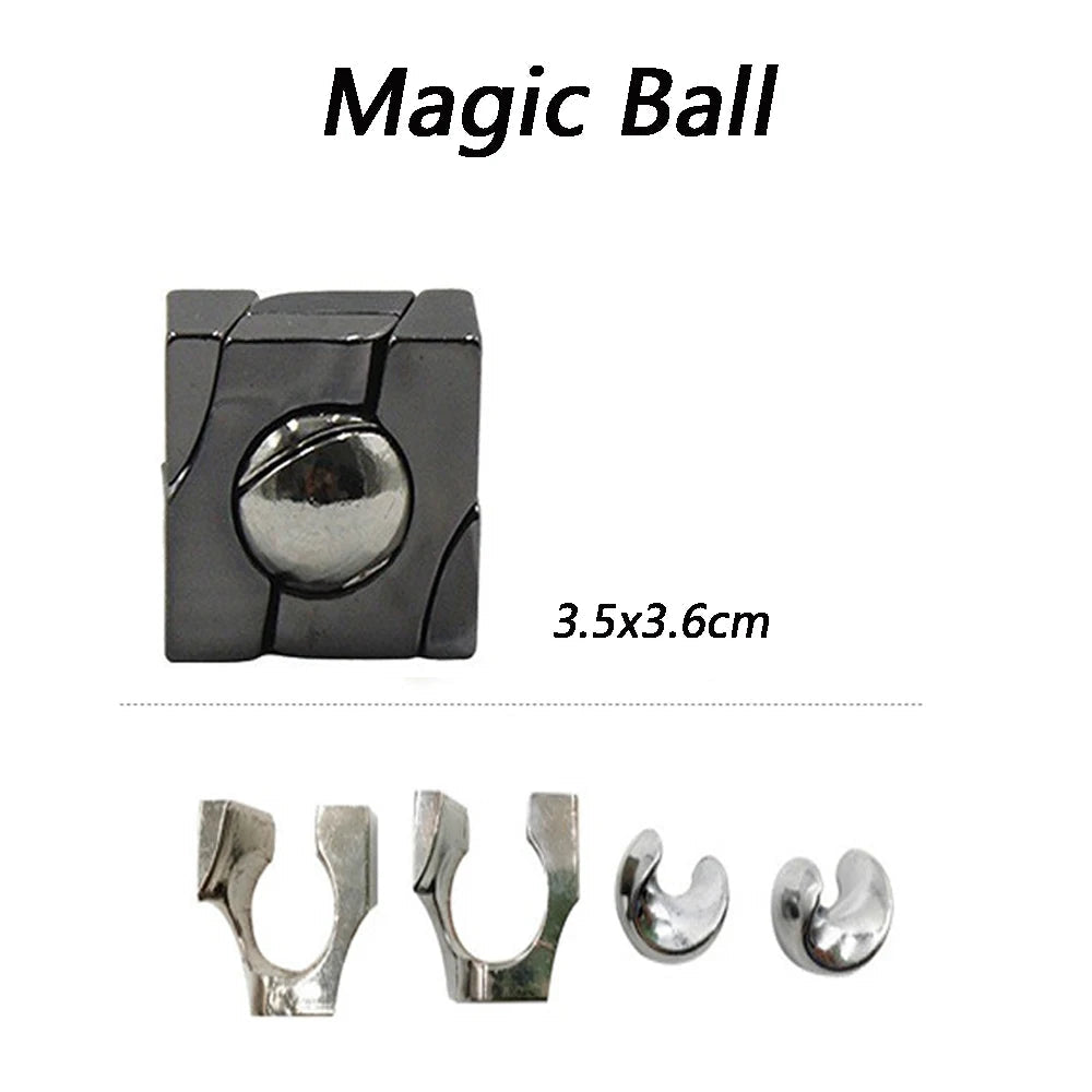 1pc Classic IQ Metal Brain teaser Magic Baffling Puzzle Brainstring Jigsaw Game Unlocking Unlooping Novel Toy for Children Adult Magic Ball
