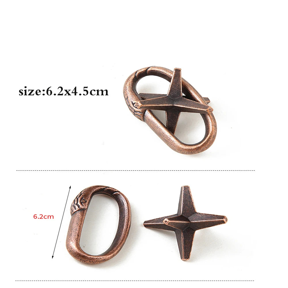 1pc Classic IQ Metal Brain teaser Magic Baffling Puzzle Brainstring Jigsaw Game Unlocking Unlooping Novel Toy for Children Adult Snake mouth escape