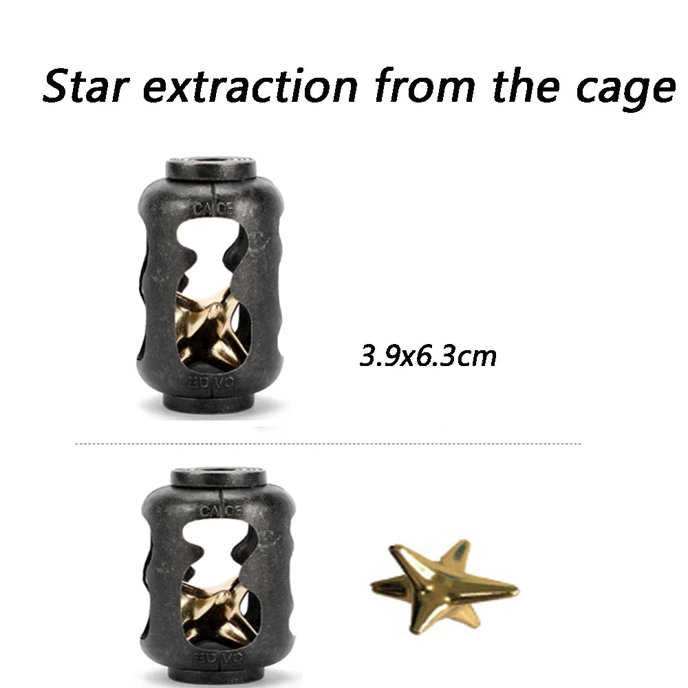 1pc Classic IQ Metal Brain teaser Magic Baffling Puzzle Brainstring Jigsaw Game Unlocking Unlooping Novel Toy for Children Adult Star from the cage