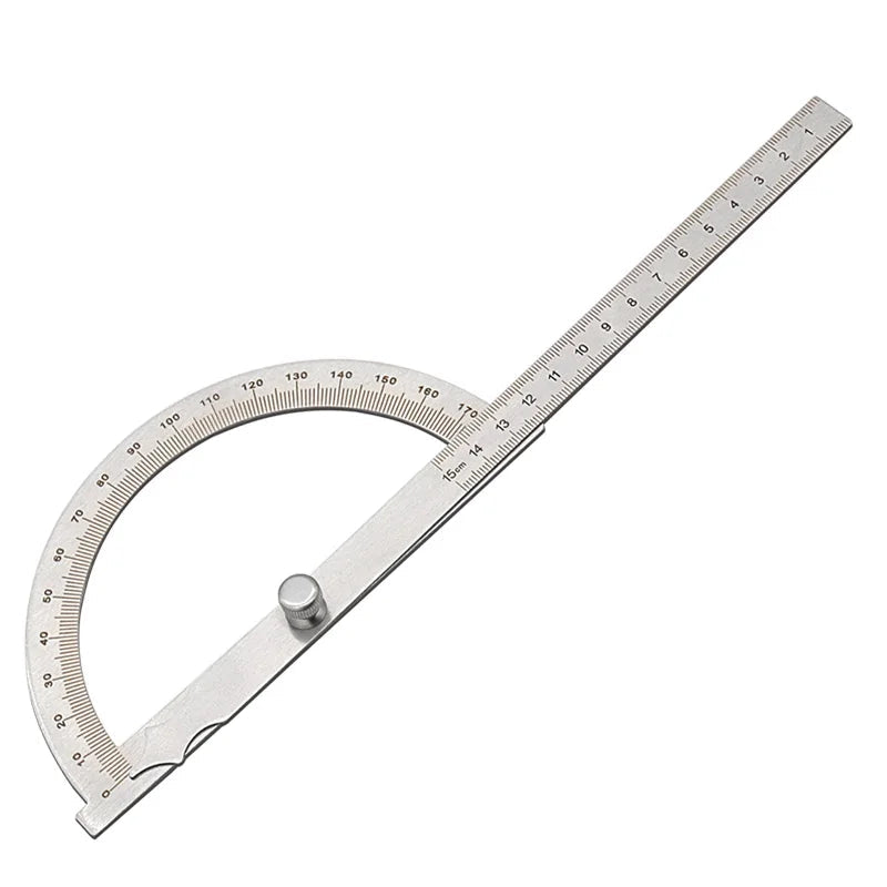 1PC Protractor Angle Ruler  Stainless Steel Goniometer Dividing Gauge Angle Ruler 180 Degree Semi Circular Carpenter 10/14/15cm 0-15cm
