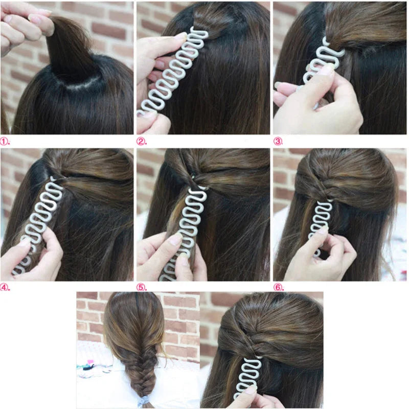 1PCS Charming French Style Women Girls DIY Hair Braiding Tool Roller Hook With Magic Twist Styling Bun Maker Plait Tools