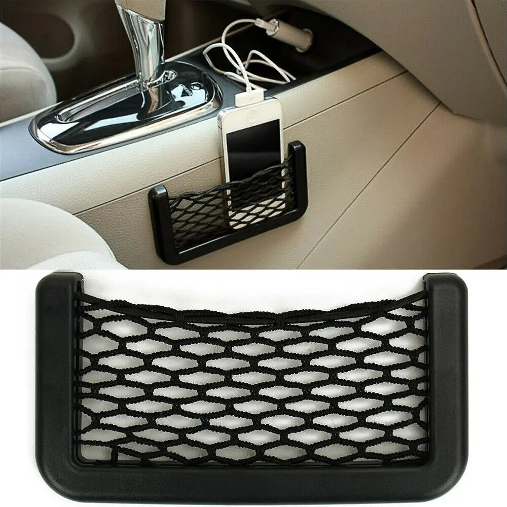 1Pcs Universal Car Storage Bag Net Pocket Car Seat Organizer Mesh Bag Truck SUV Auto Interior Accessories Phone Holder
