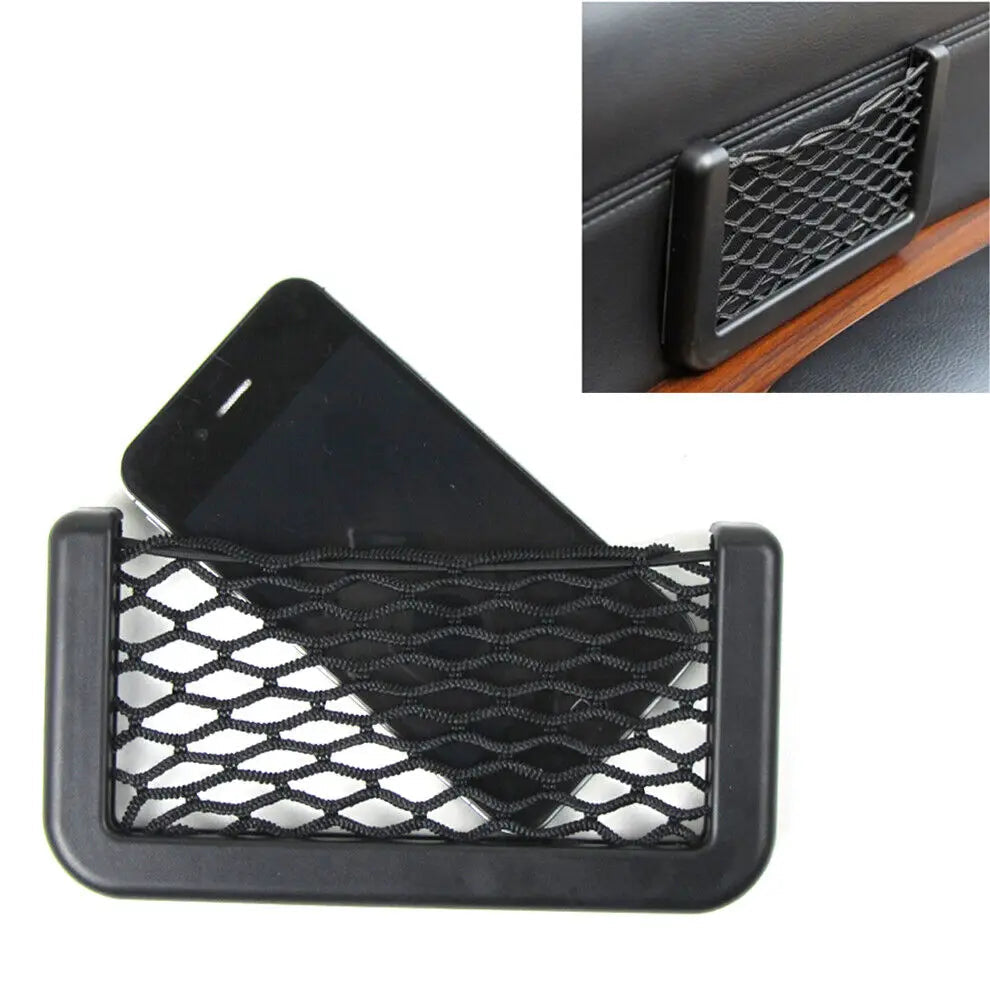 1Pcs Universal Car Storage Bag Net Pocket Car Seat Organizer Mesh Bag Truck SUV Auto Interior Accessories Phone Holder
