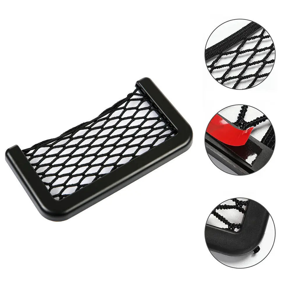 1Pcs Universal Car Storage Bag Net Pocket Car Seat Organizer Mesh Bag Truck SUV Auto Interior Accessories Phone Holder
