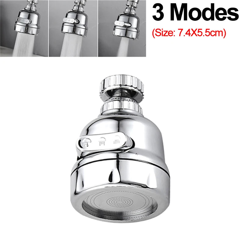 2 Mode Kitchen Faucet Nozzle Filter Adapter Bent Water Saving Tap Aerator Rotatable 360 Diffuser Swivel Head Bath Faucet Bubbler A- 3 Modes