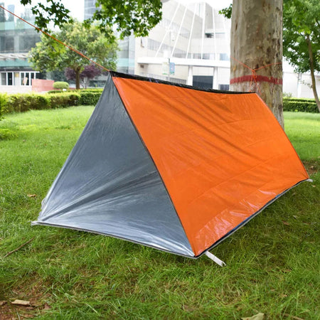 2-Person Emergency Shelter &amp;amp; Sleeping Bag Kit  orange tent