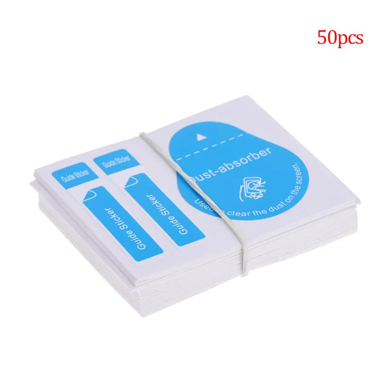 20/50pcs Blue Dust Removal Phone Screen Cleaning Tool All Phones 3 In 1 Dust-absorber + Guide Sticker Clear Dust On Screen 50pcs