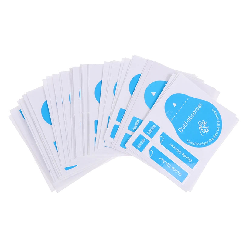 20/50pcs Blue Dust Removal Phone Screen Cleaning Tool All Phones 3 In 1 Dust-absorber + Guide Sticker Clear Dust On Screen