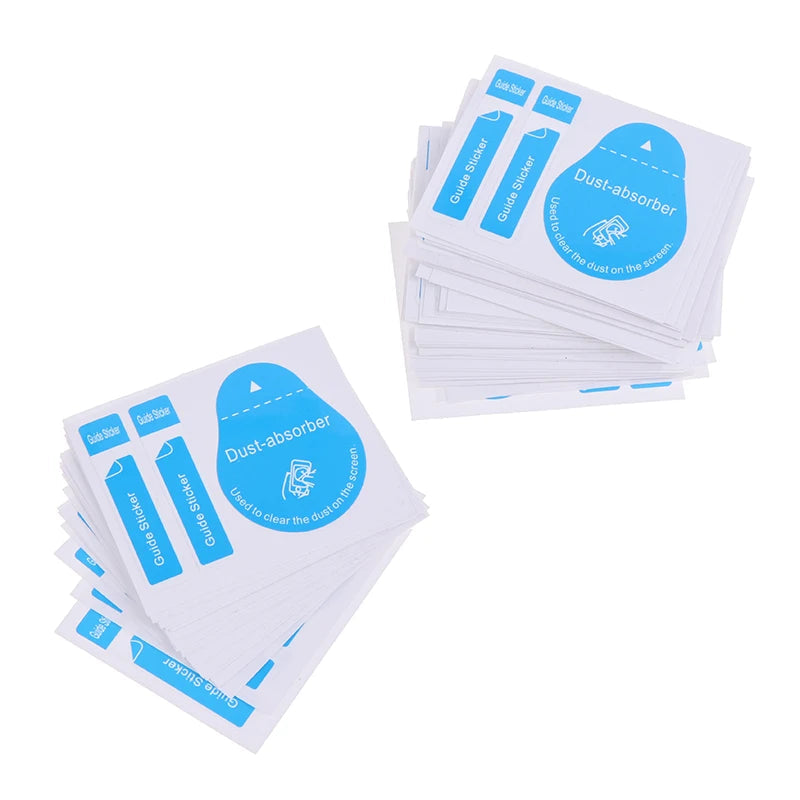 20/50pcs Blue Dust Removal Phone Screen Cleaning Tool All Phones 3 In 1 Dust-absorber + Guide Sticker Clear Dust On Screen