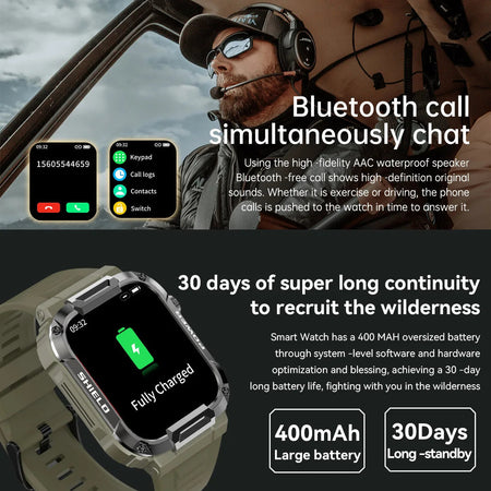 2023 Men Smart Watch 1.85'' 400mAh Bluetooth Call Health Monitor Swim Waterproof Sport Smartwatch for IOS Android Phone Outdoor
