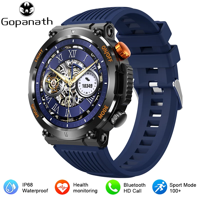 2023 New LED Lights Compass Watch For Men Smart Watch Sports Fitness IP67 Waterproof Smartwatch Bluetooth Call Full Touch Screen