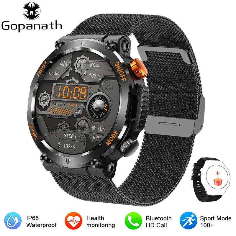 2023 New LED Lights Compass Watch For Men Smart Watch Sports Fitness IP67 Waterproof Smartwatch Bluetooth Call Full Touch Screen