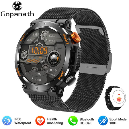 2023 New LED Lights Compass Watch For Men Smart Watch Sports Fitness IP67 Waterproof Smartwatch Bluetooth Call Full Touch Screen