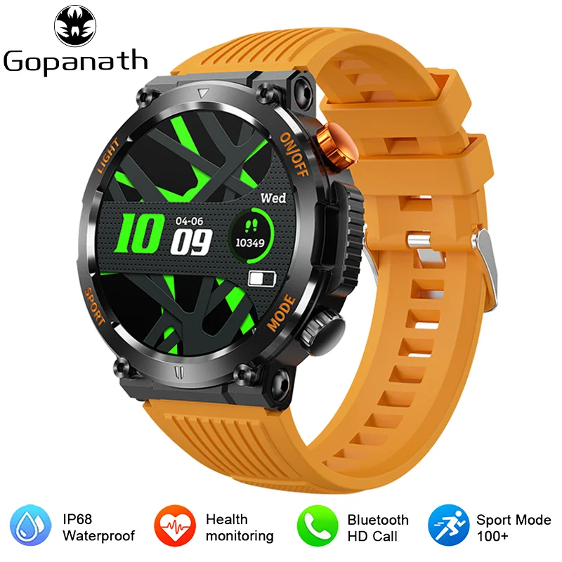 2023 New LED Lights Compass Watch For Men Smart Watch Sports Fitness IP67 Waterproof Smartwatch Bluetooth Call Full Touch Screen