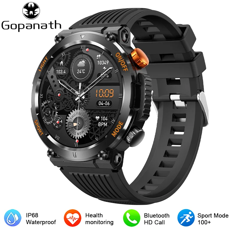 2023 New LED Lights Compass Watch For Men Smart Watch Sports Fitness IP67 Waterproof Smartwatch Bluetooth Call Full Touch Screen