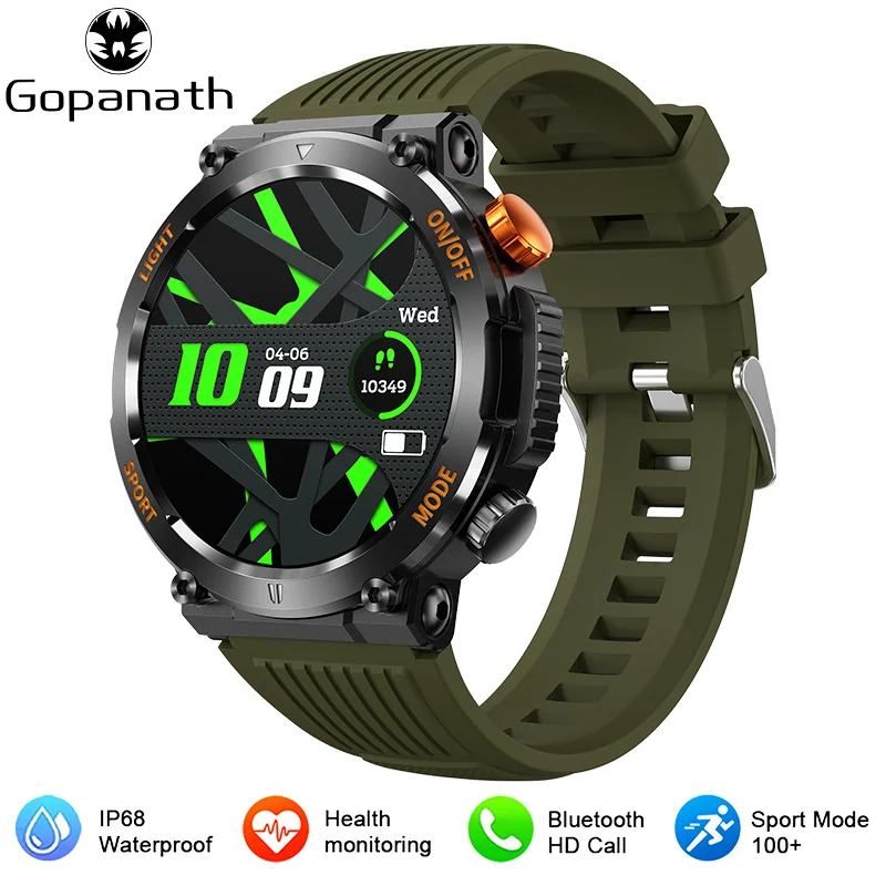 2023 New LED Lights Compass Watch For Men Smart Watch Sports Fitness IP67 Waterproof Smartwatch Bluetooth Call Full Touch Screen