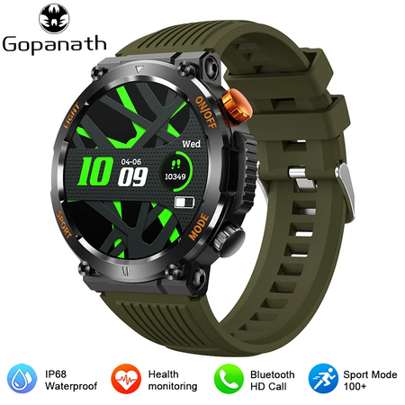 2023 New LED Lights Compass Watch For Men Smart Watch Sports Fitness IP67 Waterproof Smartwatch Bluetooth Call Full Touch Screen