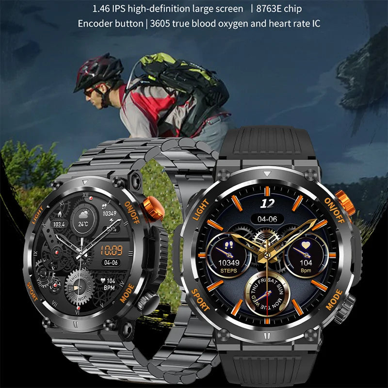 2023 New LED Lights Compass Watch For Men Smart Watch Sports Fitness IP67 Waterproof Smartwatch Bluetooth Call Full Touch Screen