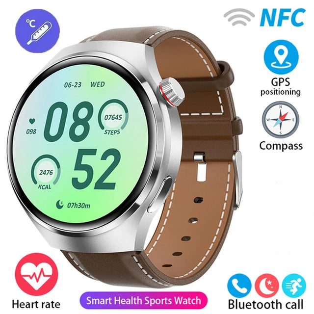 2023 New NFC Smart Watch Men Heart rate AMOLED 360*360 HD Screen AI voice Bluetooth call GPS tracker For Android iOS Smart Watch