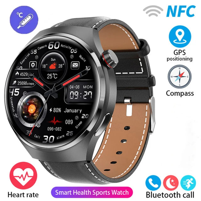 2023 New NFC Smart Watch Men Heart rate AMOLED 360*360 HD Screen AI voice Bluetooth call GPS tracker For Android iOS Smart Watch