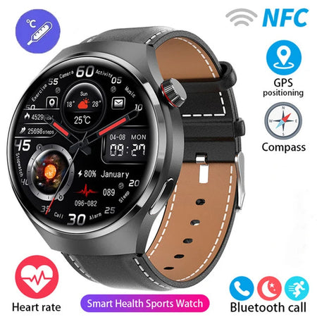2023 New NFC Smart Watch Men Heart rate AMOLED 360*360 HD Screen AI voice Bluetooth call GPS tracker For Android iOS Smart Watch