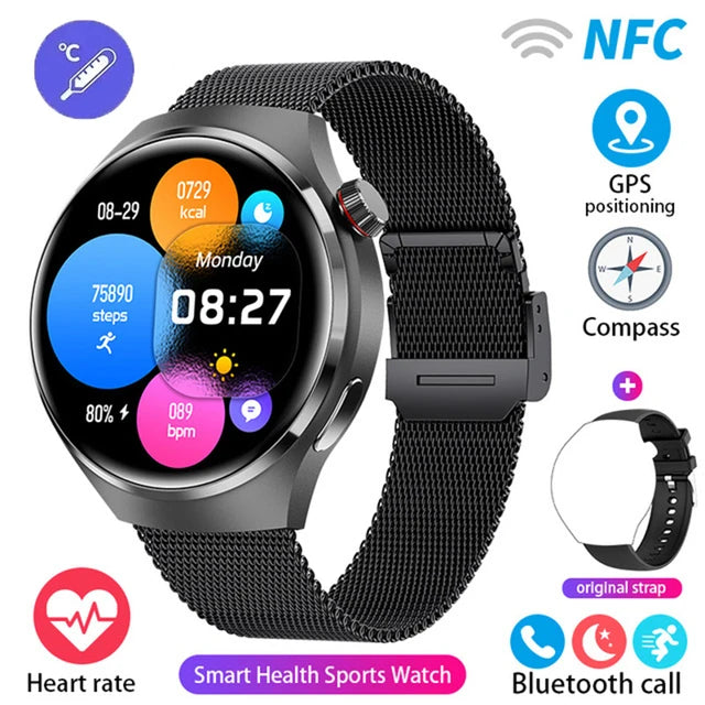 2023 New NFC Smart Watch Men Heart rate AMOLED 360*360 HD Screen AI voice Bluetooth call GPS tracker For Android iOS Smart Watch