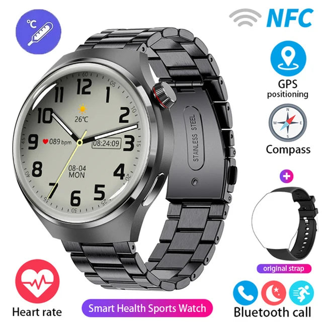 2023 New NFC Smart Watch Men Heart rate AMOLED 360*360 HD Screen AI voice Bluetooth call GPS tracker For Android iOS Smart Watch