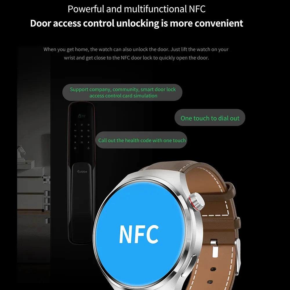 2023 New NFC Smart Watch Men Heart rate AMOLED 360*360 HD Screen AI voice Bluetooth call GPS tracker For Android iOS Smart Watch