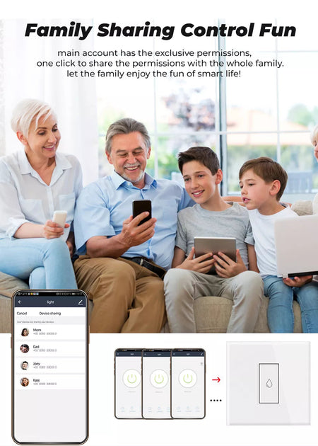 20A Tuya EU Smart Touch Wall WiFi Boiler Smart Heater Switch Water Heater Remote Voice Timer Google Home Alexa. (Apple/Android) Colours black/white.