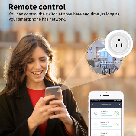 20A Tuya WiFi Smart Plug Socket US Wireless Outlet with Power Monitor Timer Smart Life APP Control Works with Google Home Alexa