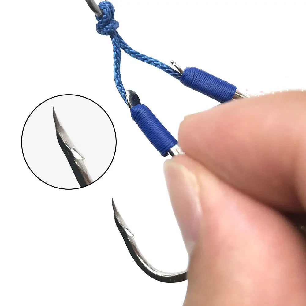 20pairs/bag Saltwater Slow Fast Carbon Hooks Fishing Jig Barbed Hooks  Strong Strength Falling Lure Tackle Device Assistant